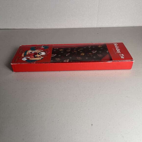 Vintage Looney Tunes Taz Christmas Tie Holiday Necktie Warner Bros Deadstock 90s - Picture 16 of 16